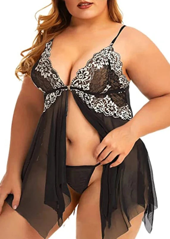 Chemise Babydoll en Dentelle Grande Taille - Nuisette Sexy